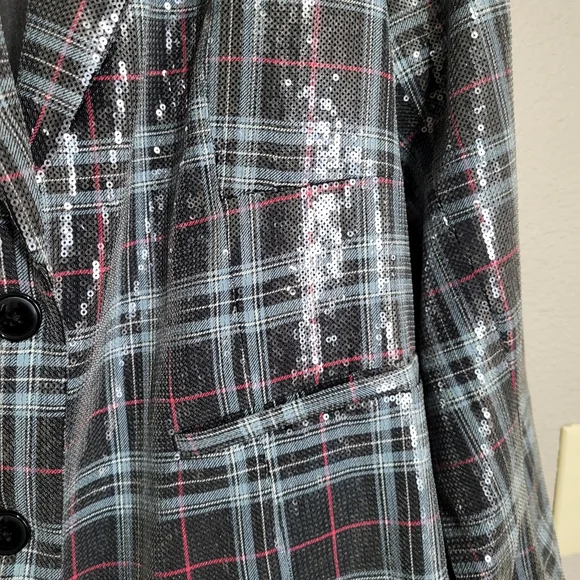 Torrid Gray Plaid Sequin Blazer - Picture 5 of 9